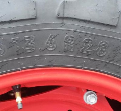 Tractor tyre marking in inches