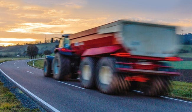 Tractor and road speed