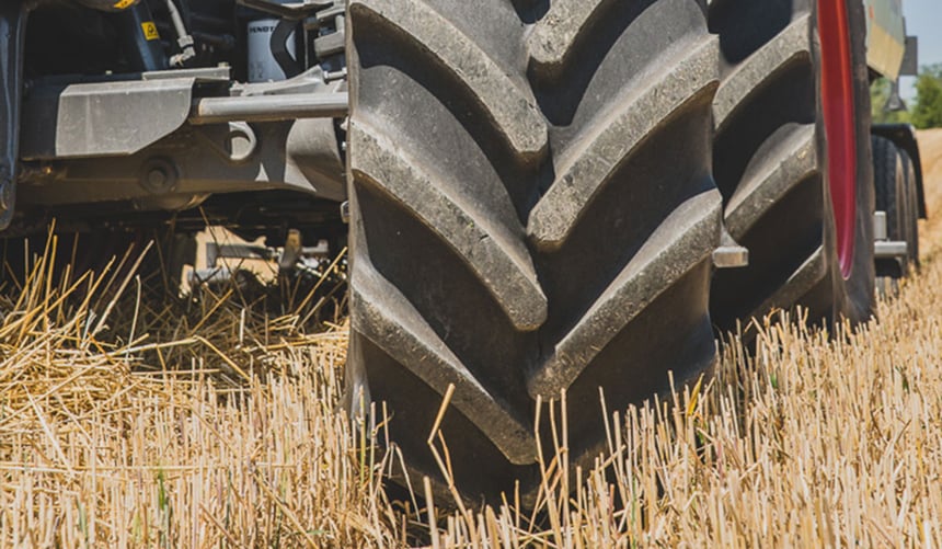 using the tractor in the field