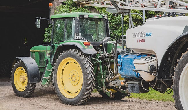 Tractor with sprayer