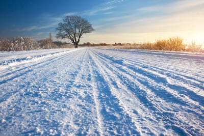 snow-covered road tractor slippage