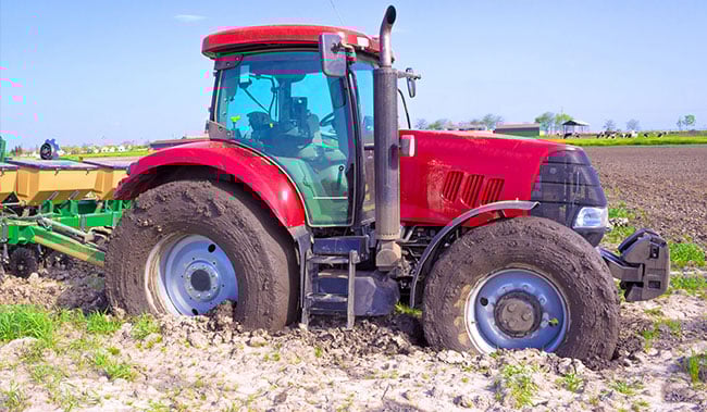 Tractor stuck in slippage